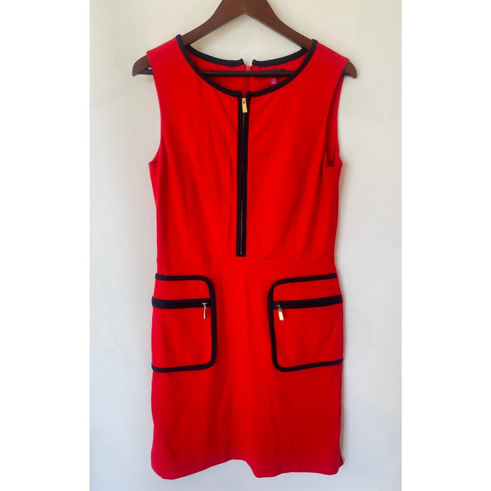 VINCE Camuto Women's Red Sleeveless Wool-Blend Ponte Dress Size M